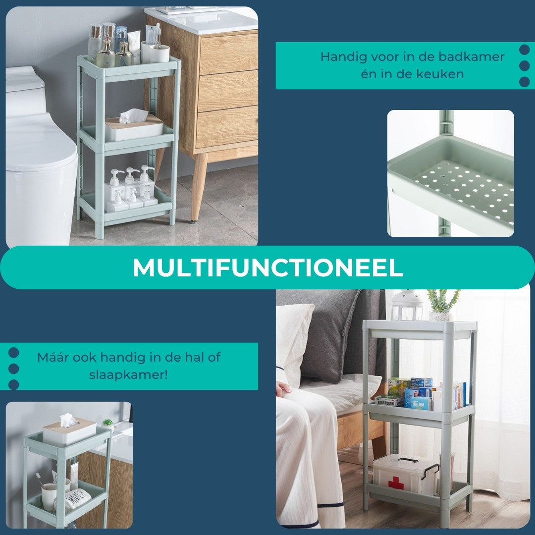 Multifunctioneel badkamerrek met 3 etages voor in de badkamer, keuken, hal of slaapkamer.