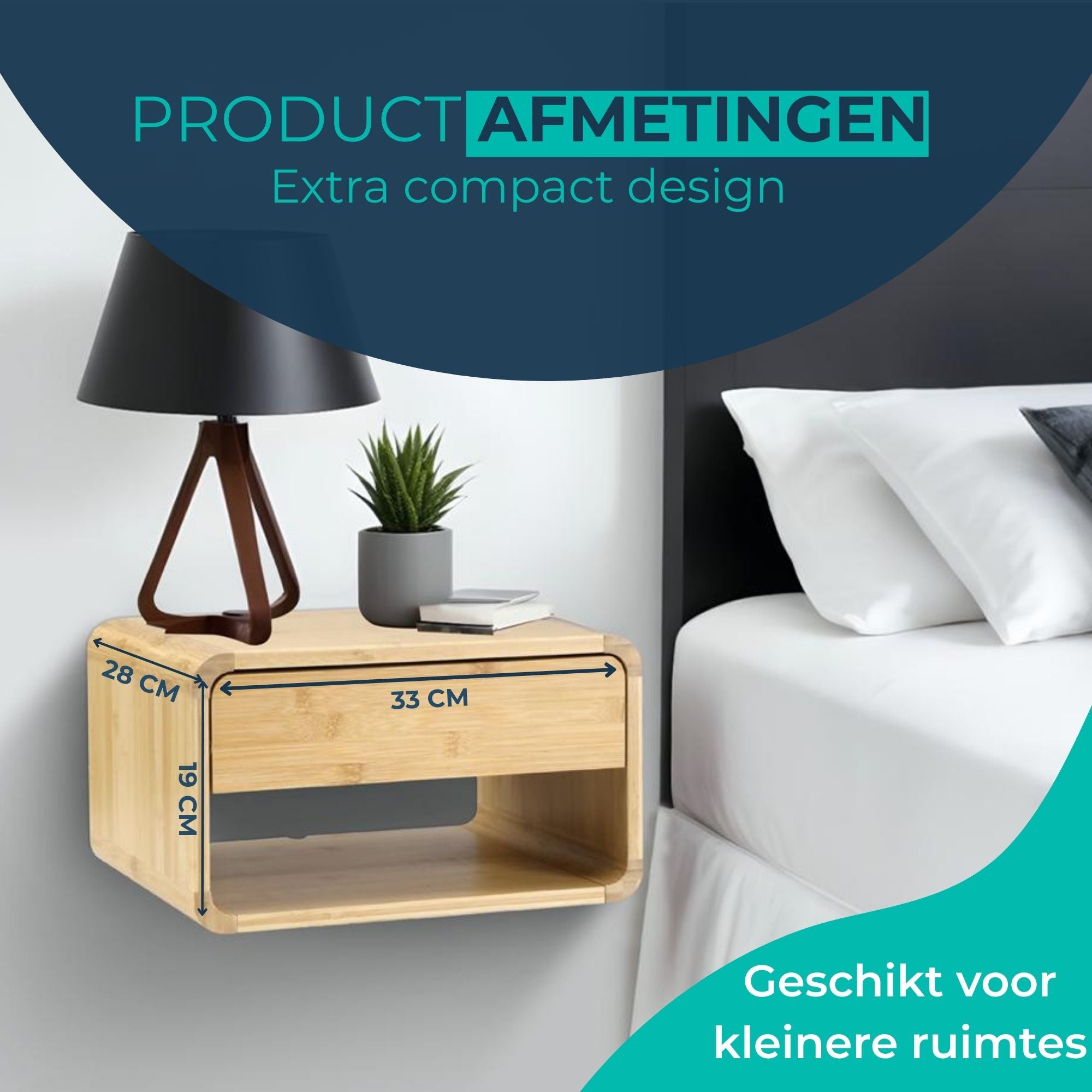 Zwevend Bamboe Nachtkastje 2x