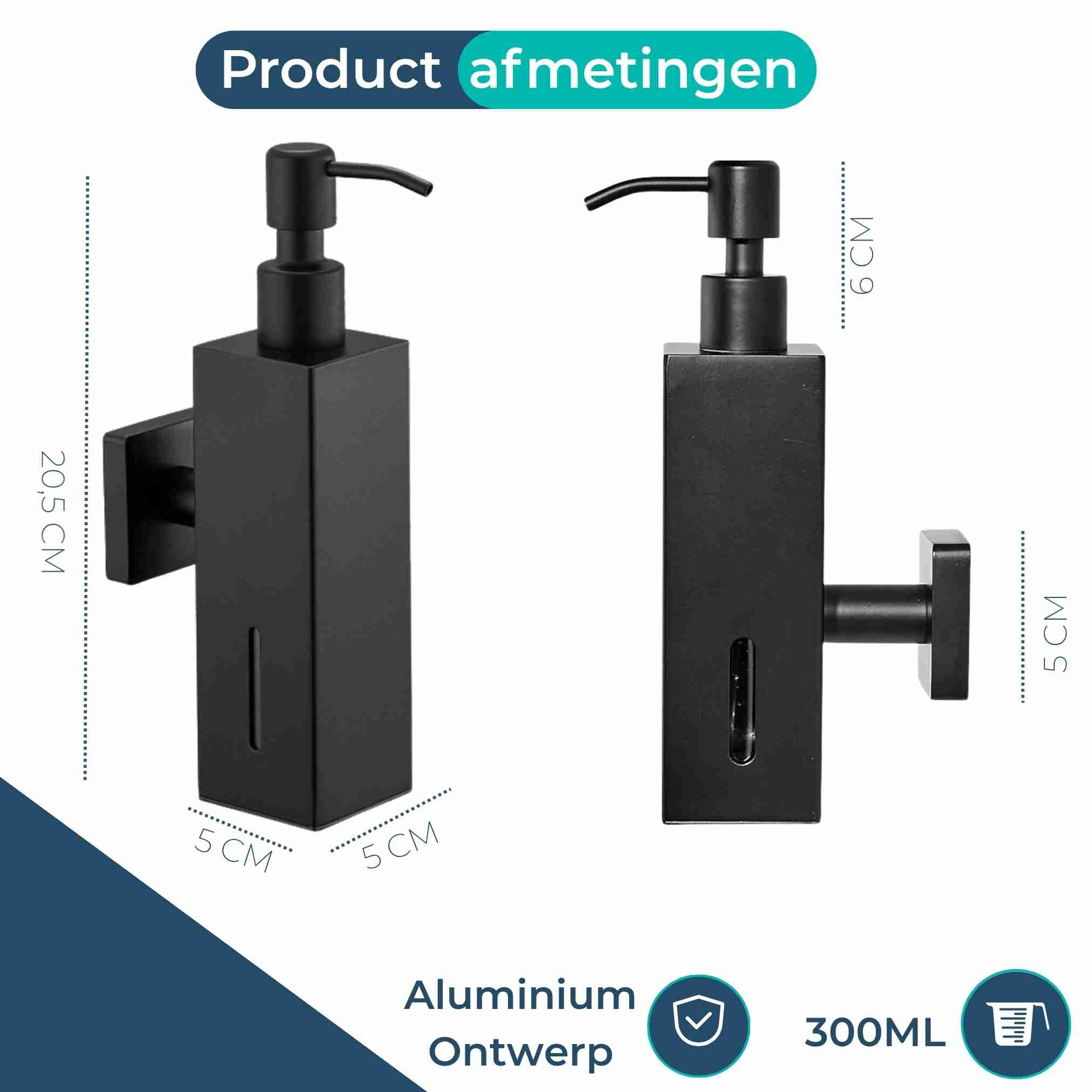 Wandmontage Zeepdispenser Zwart | Set van 2 stuks | Keuken, Badkamer & Toilet