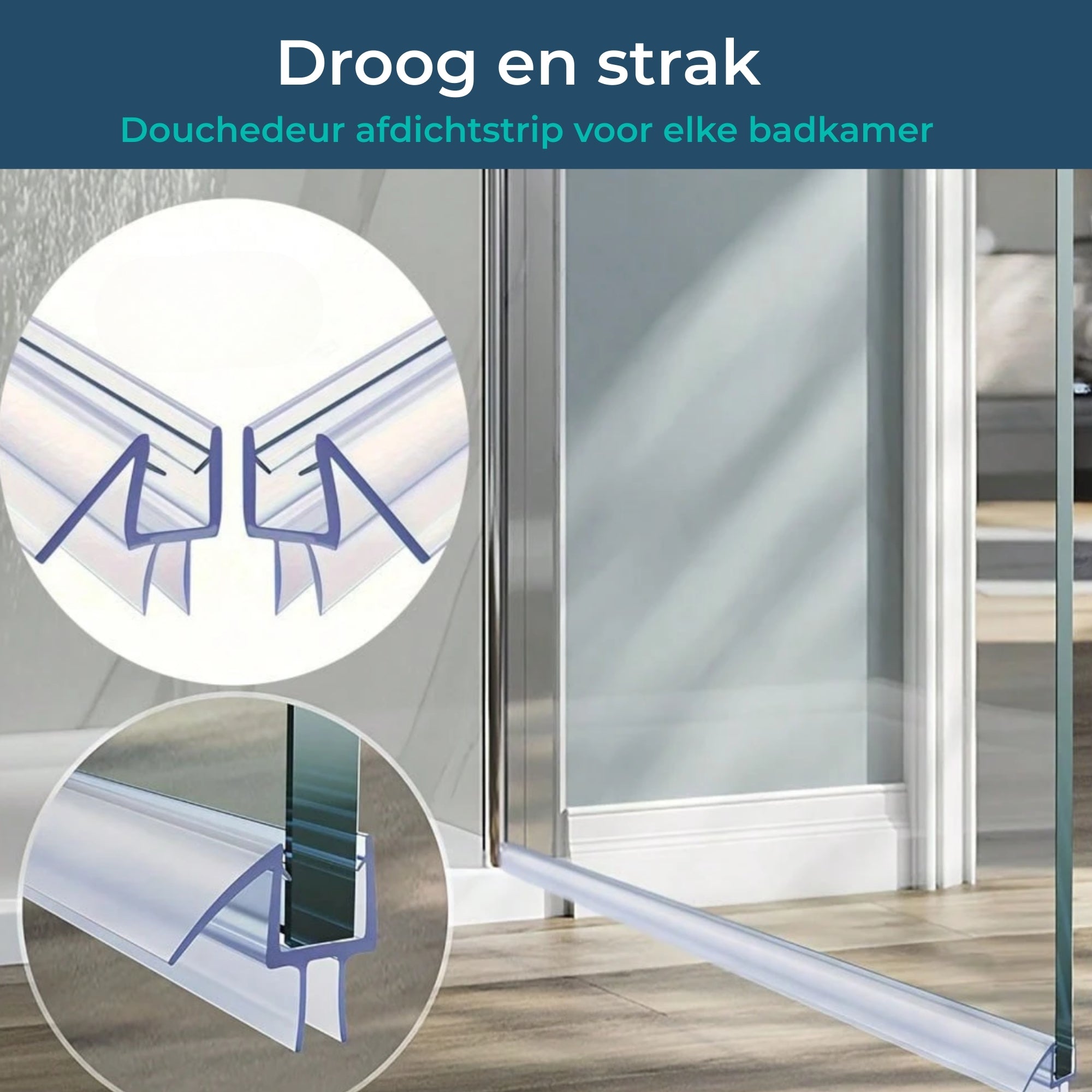 Douchedeurafdichting - 90cm - Inclusief reserve strip - Douchestrip