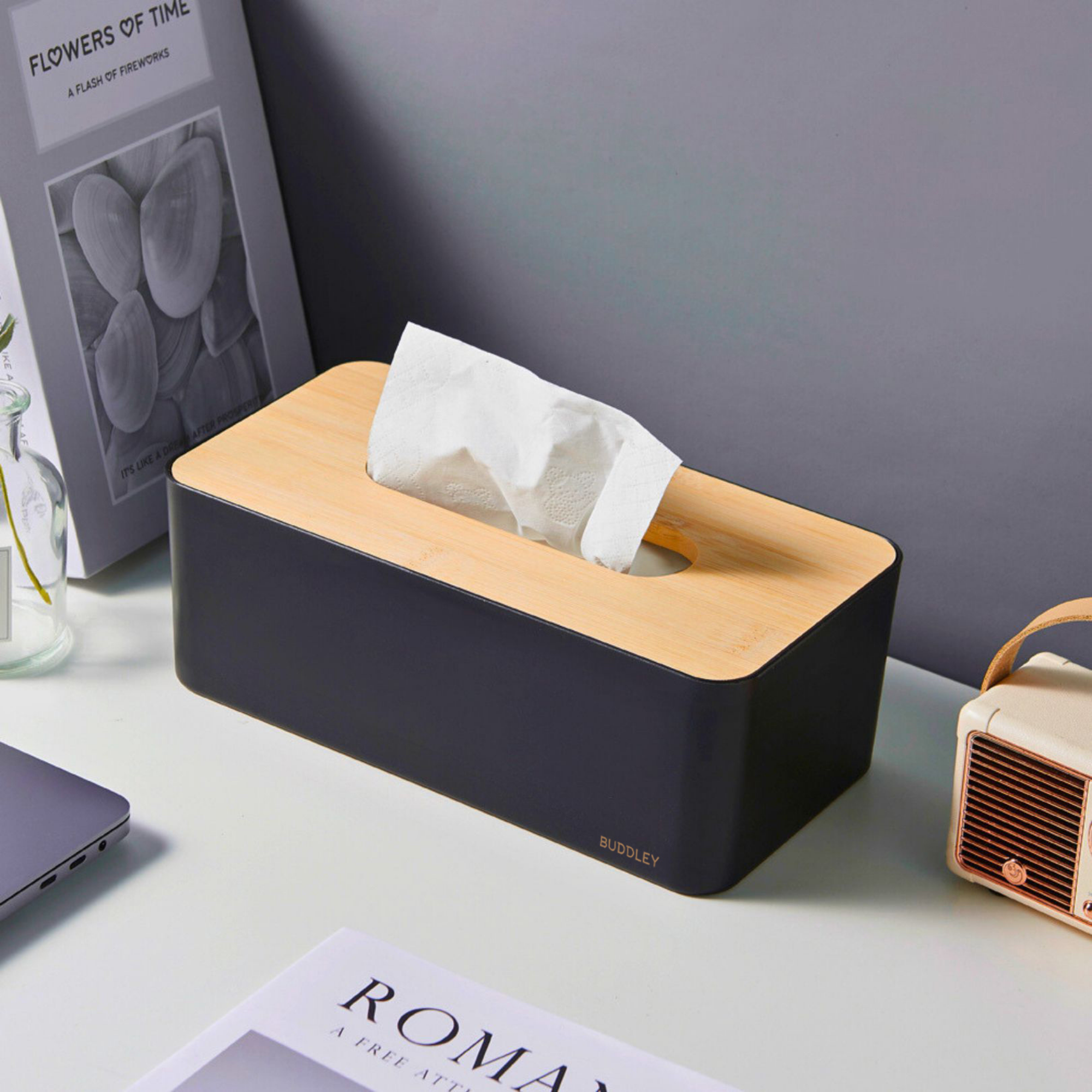 Tissue Box - 2 Stuks -Tissuehouder - Tissue Houders - Tissuebox - Tissuedoos - Hout - Zwart