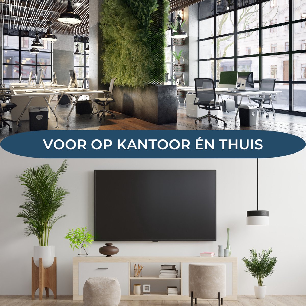 Kabelbox Wit met Bamboe cover | SET twee stuks | M en L