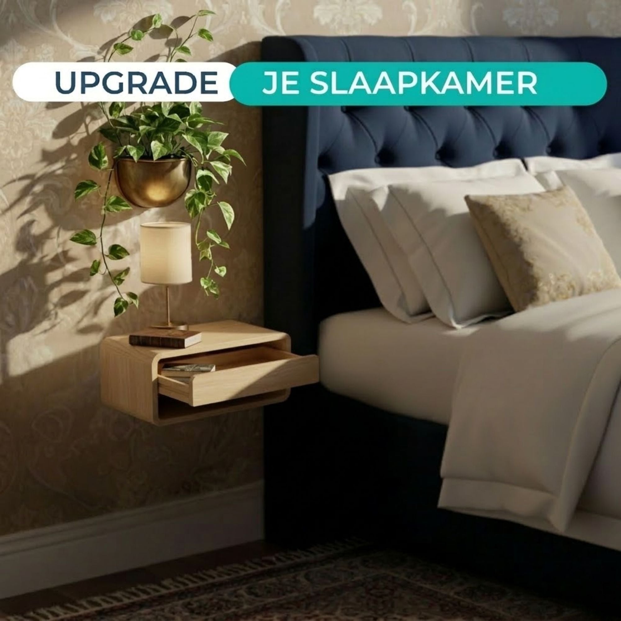 Zwevend Bamboe Nachtkastje 2x