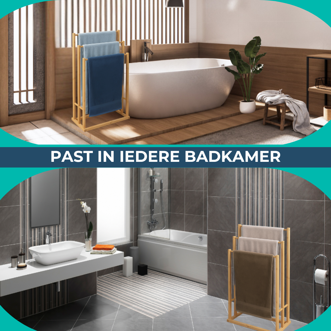 Handdoekrek Bamboe - Vochtbestendig - Handdoekrek staand - Vrijstaand