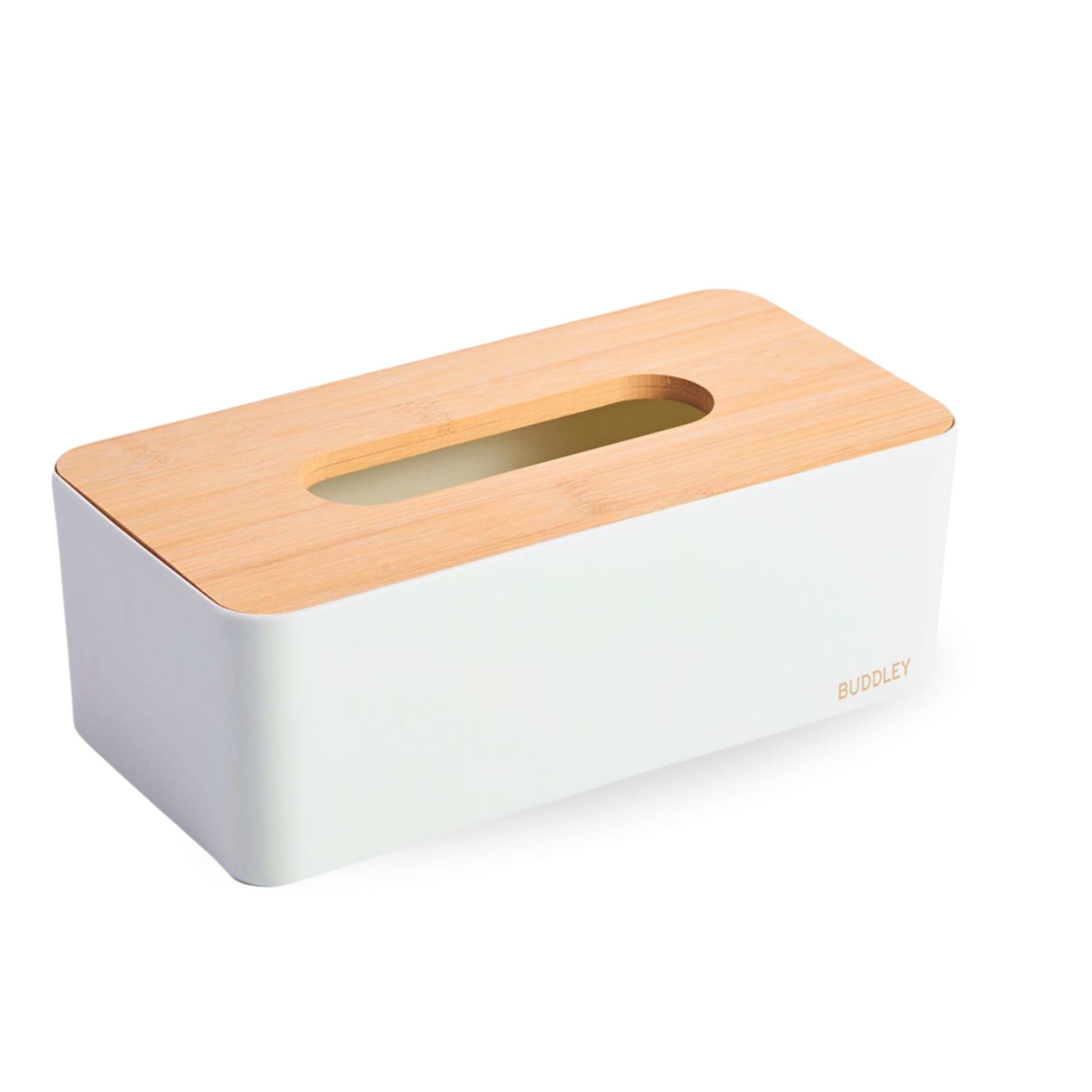 Witte Tissuedoos | Bamboe Deksel