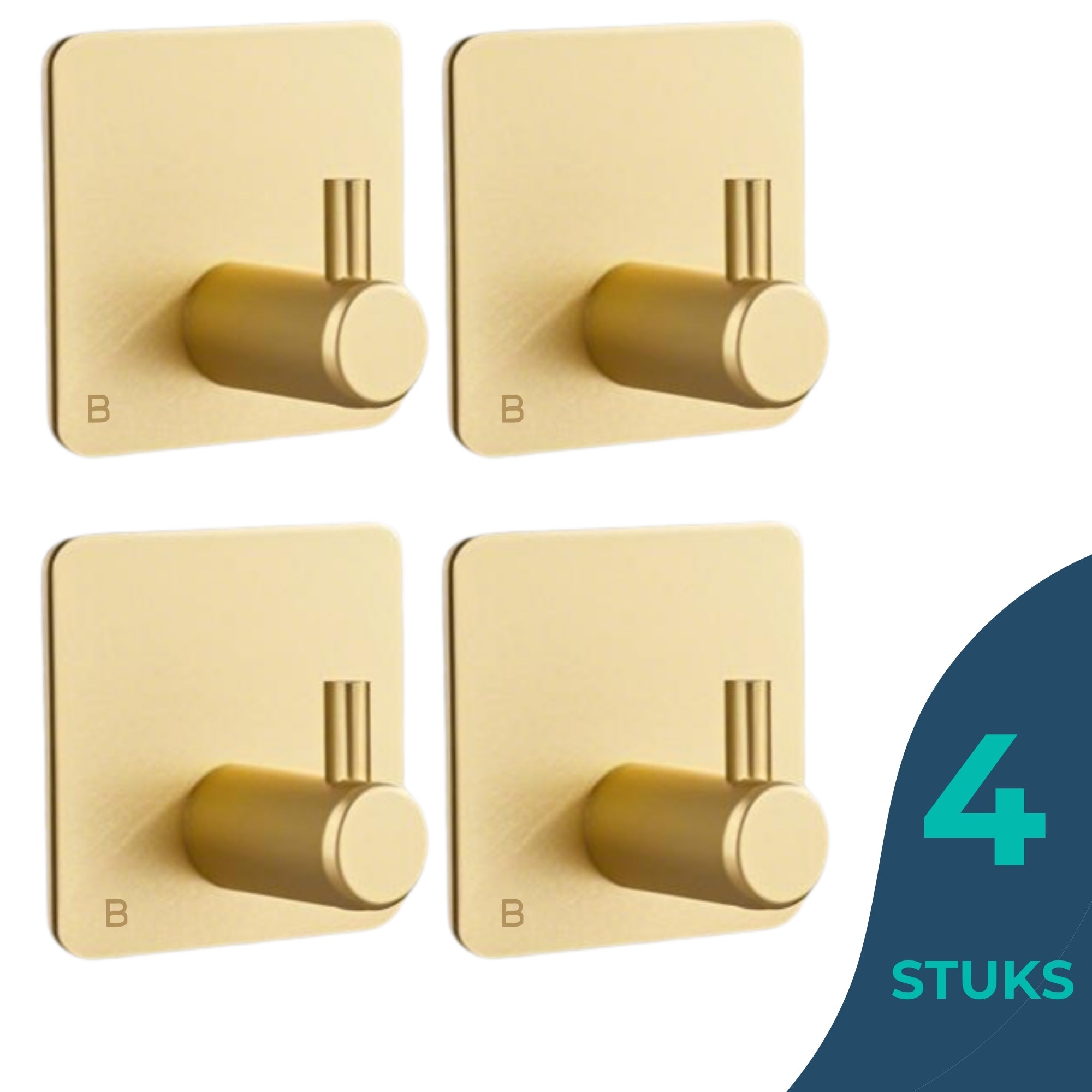 Handdoekhaakjes (4x) - Goud - Zelfklevende Haakjes