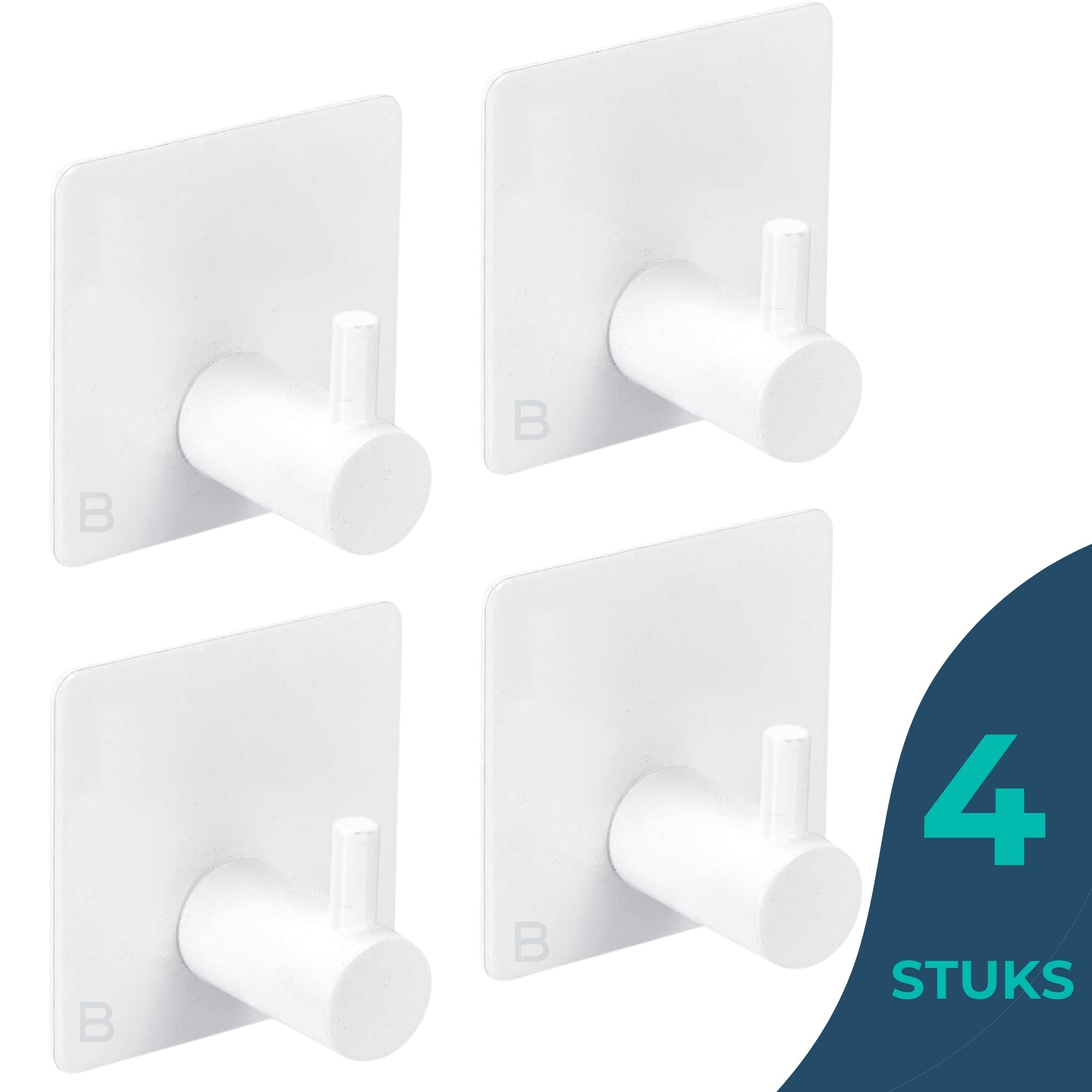 Handdoekhaakjes (4x) - Wit - Zelfklevende Haakjes