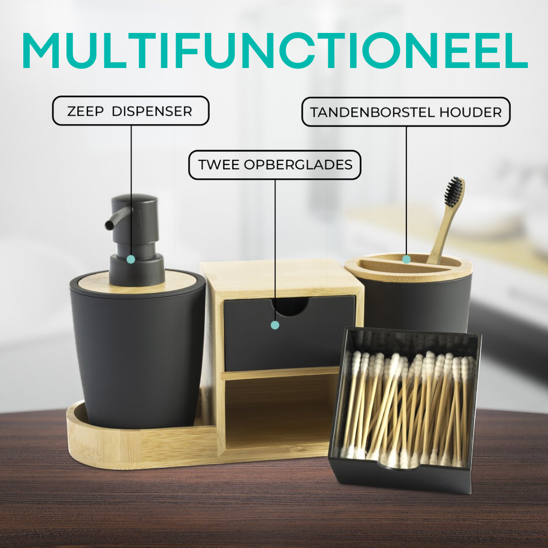 Badkamer organizer | Zwart Bamboe