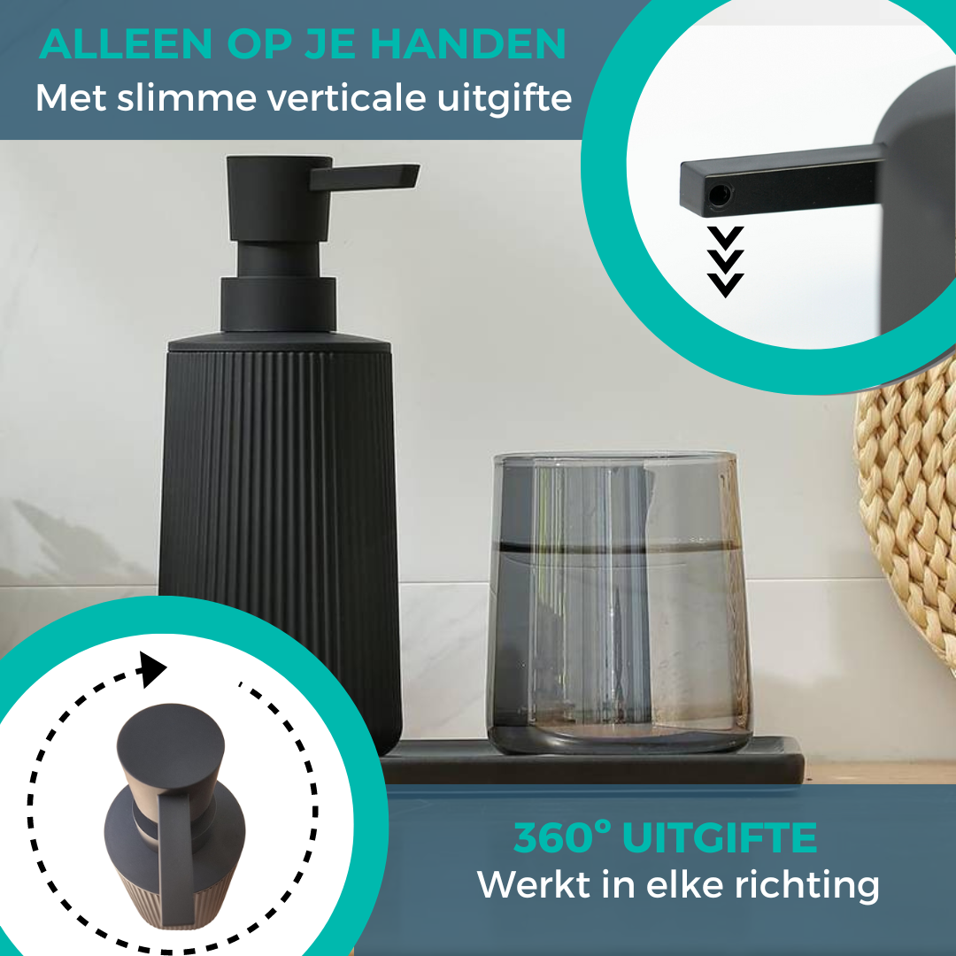 Zeepdispenser Mat Zwart rond | Set van 2 stuks | Keuken, Badkamer & Toilet