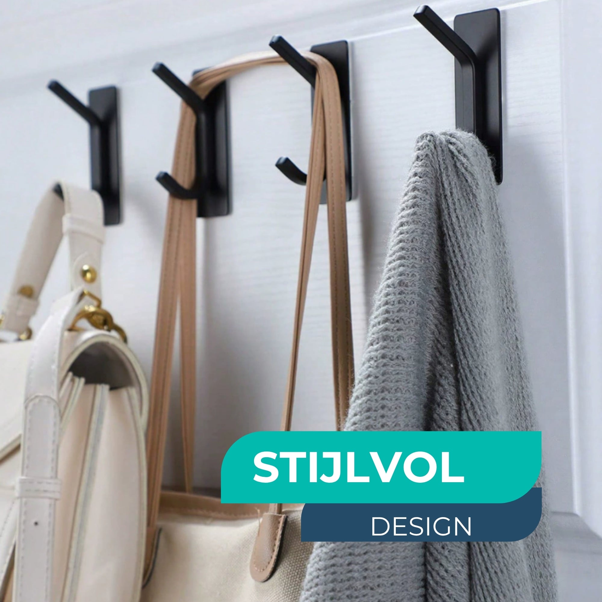 Handdoekhaakjes (4x) - Zelfklevende Haakjes - Handdoekhouder