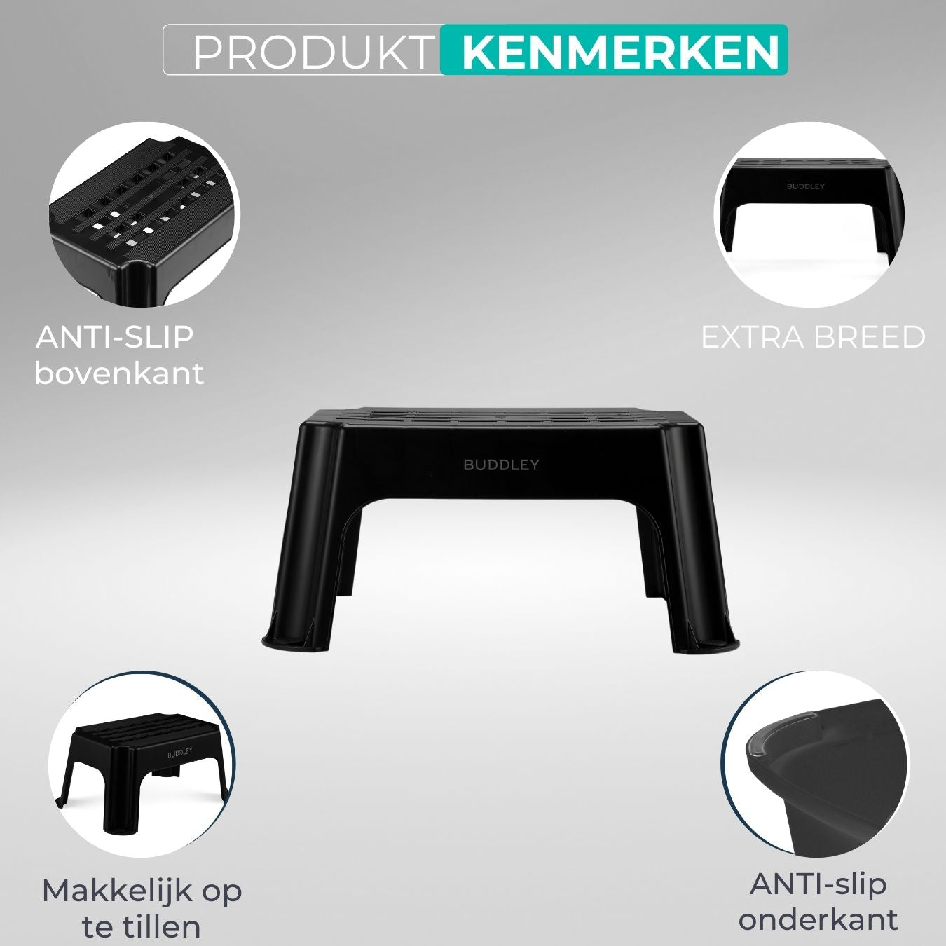 Zwart opstapje XL | Extra breed