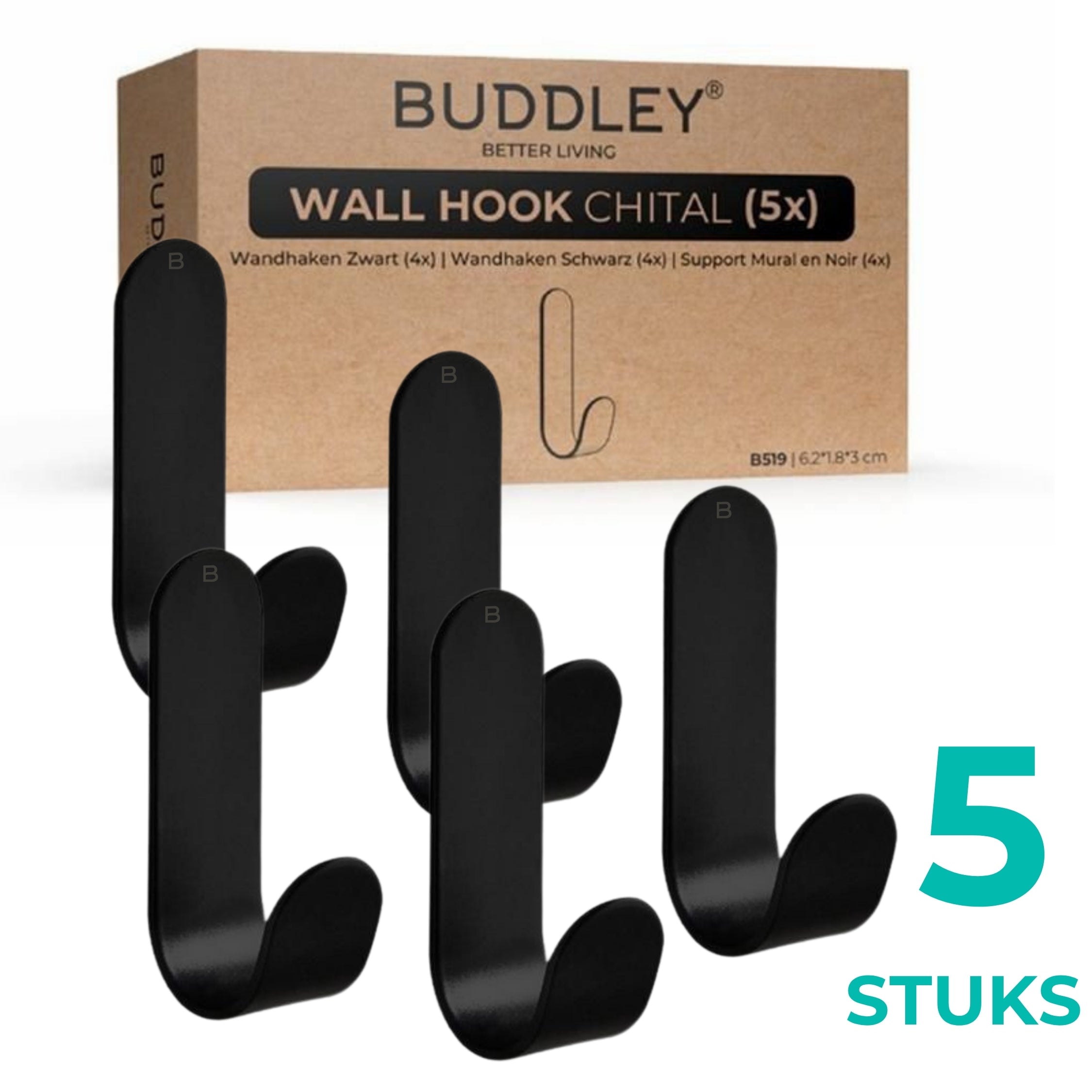 Handdoekhaakjes (5x) - Zelfklevende Haakjes - Handdoekhouder
