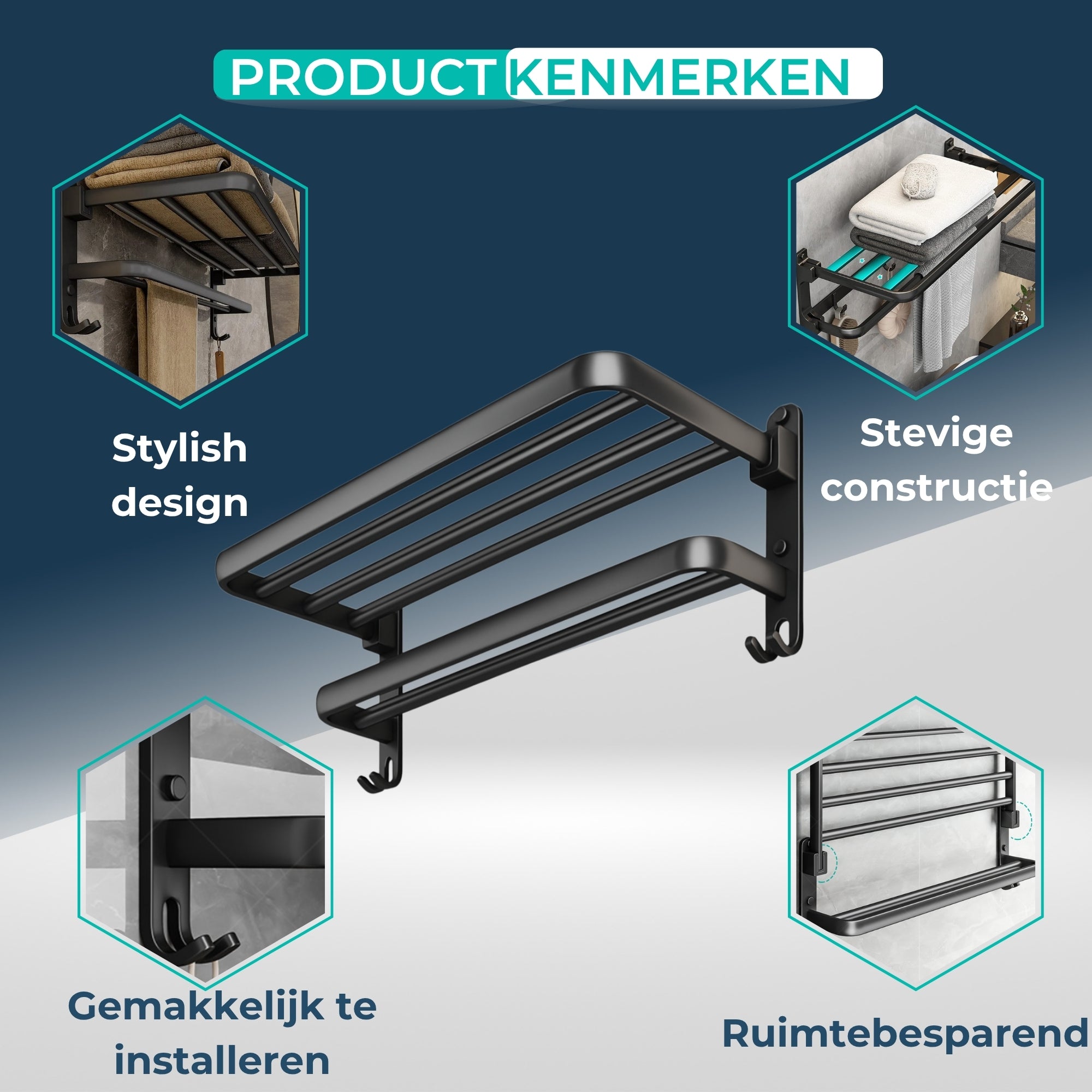 Handdoekrek Inklapbaar - Badkamer - Handdoekenrek