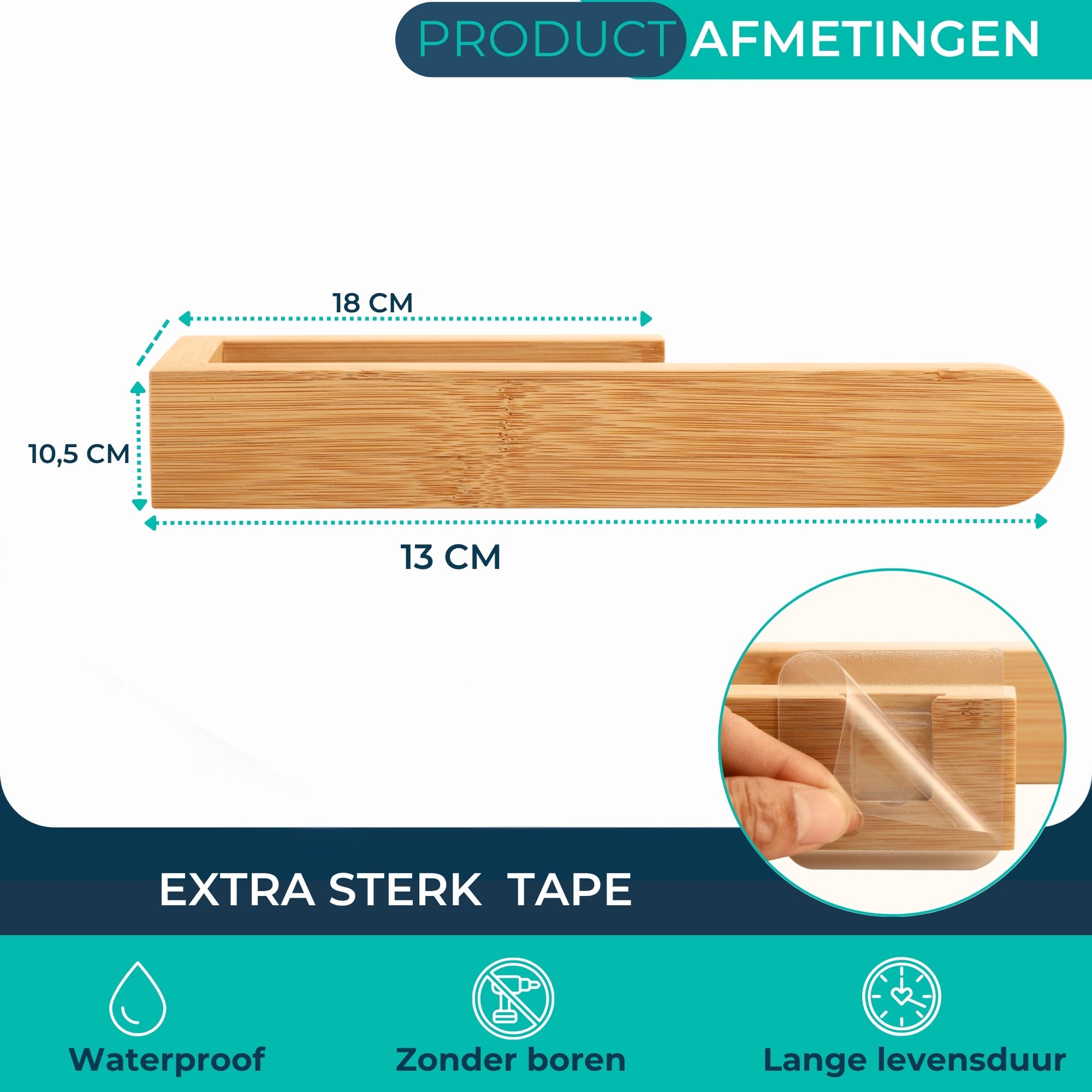 Handdoekhouder Zelfklevend - Bamboe - Handdoekstang