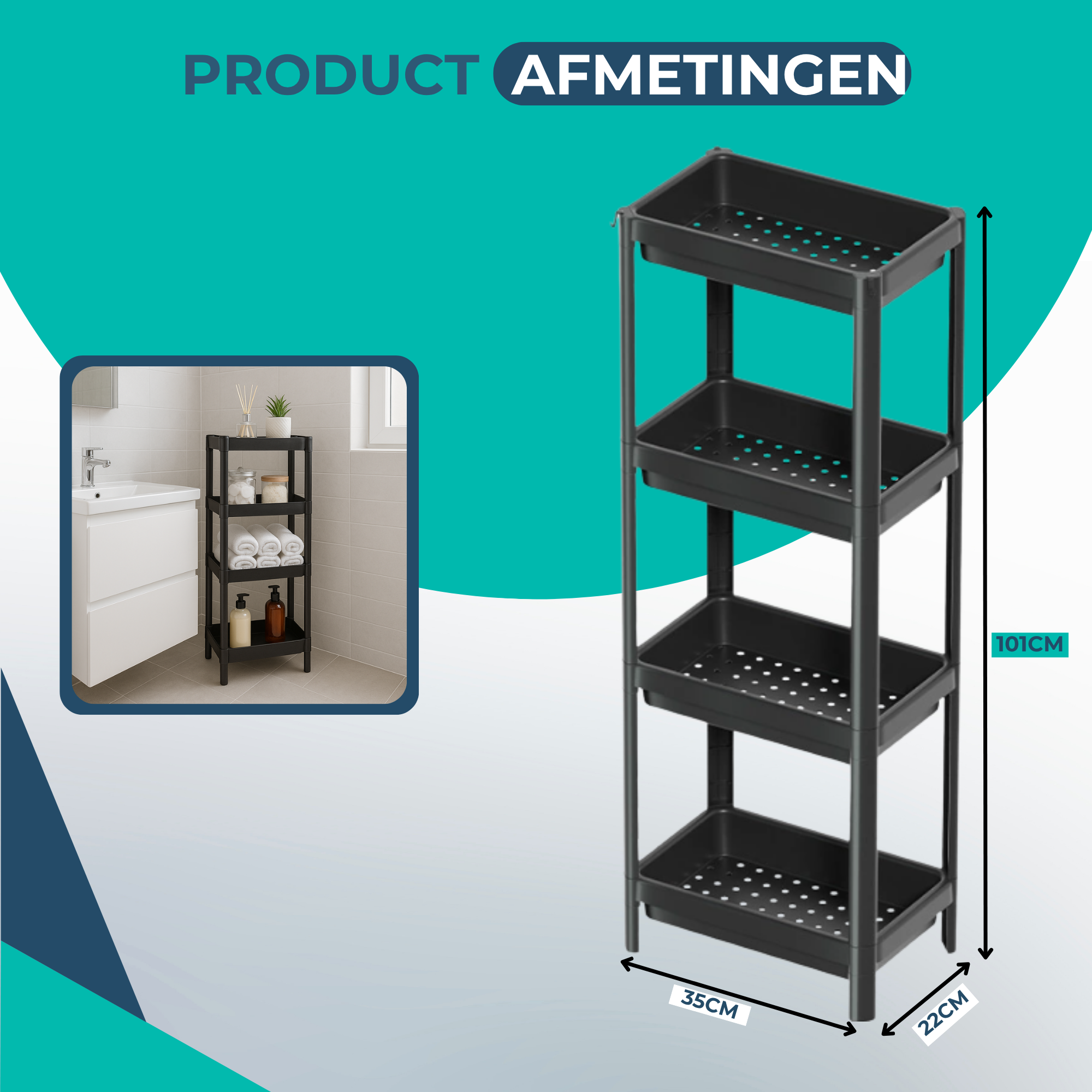 Badkamerrek - Opbergrek Kunststof - Keuken rekje