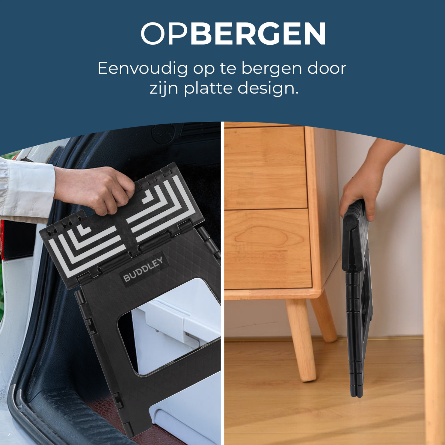 Inklapbaar Zwart Opstapje (SET)| Hoogte 33,5cm| Twee Stuks