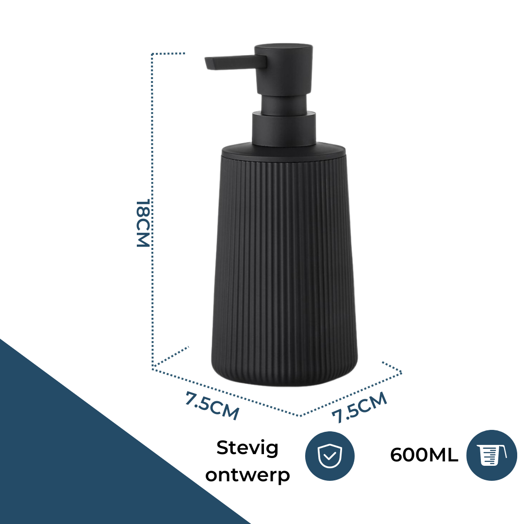 Zeepdispenser Mat Zwart rond | Set van 2 stuks | Keuken, Badkamer & Toilet