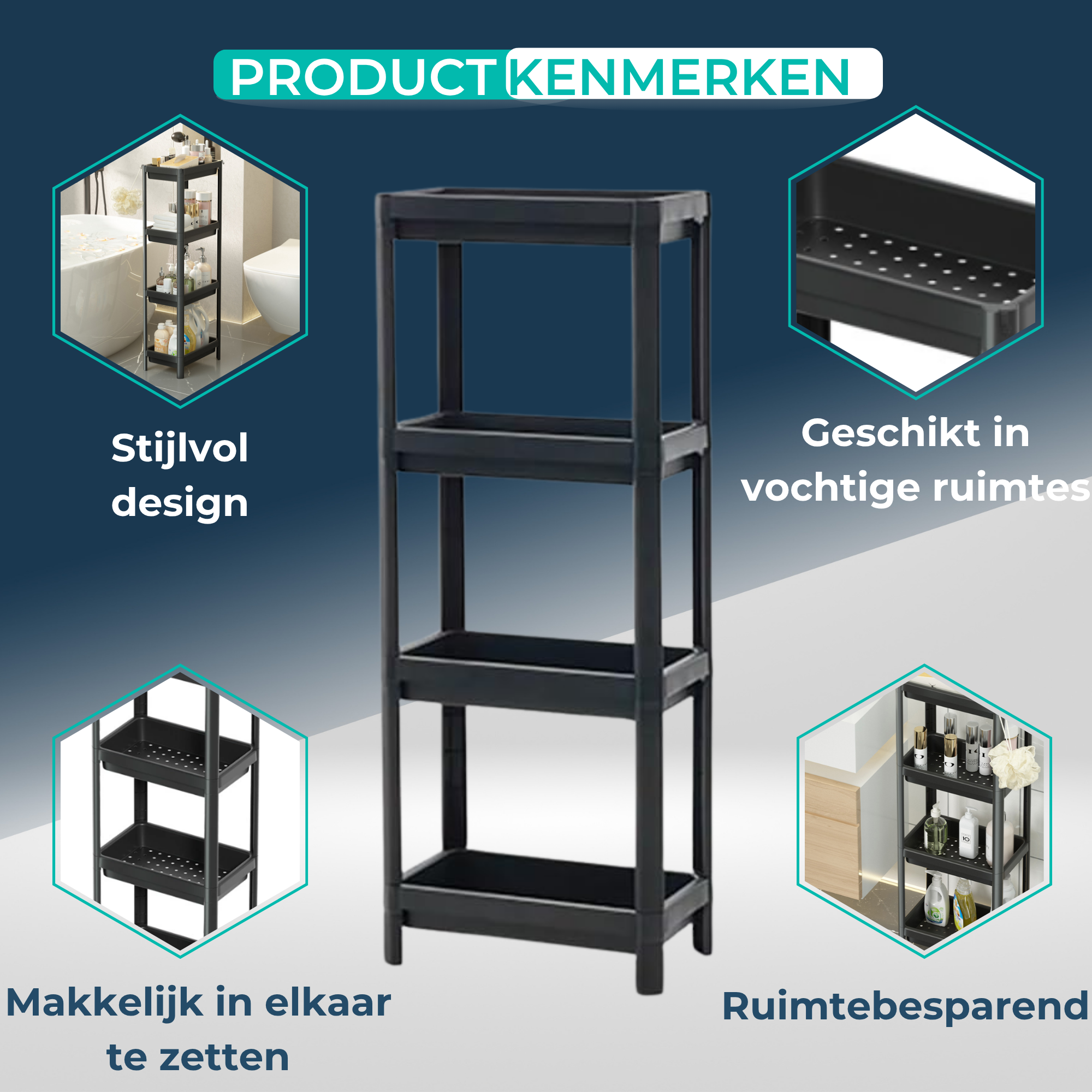 Badkamerrek - Opbergrek Kunststof - Keuken rekje