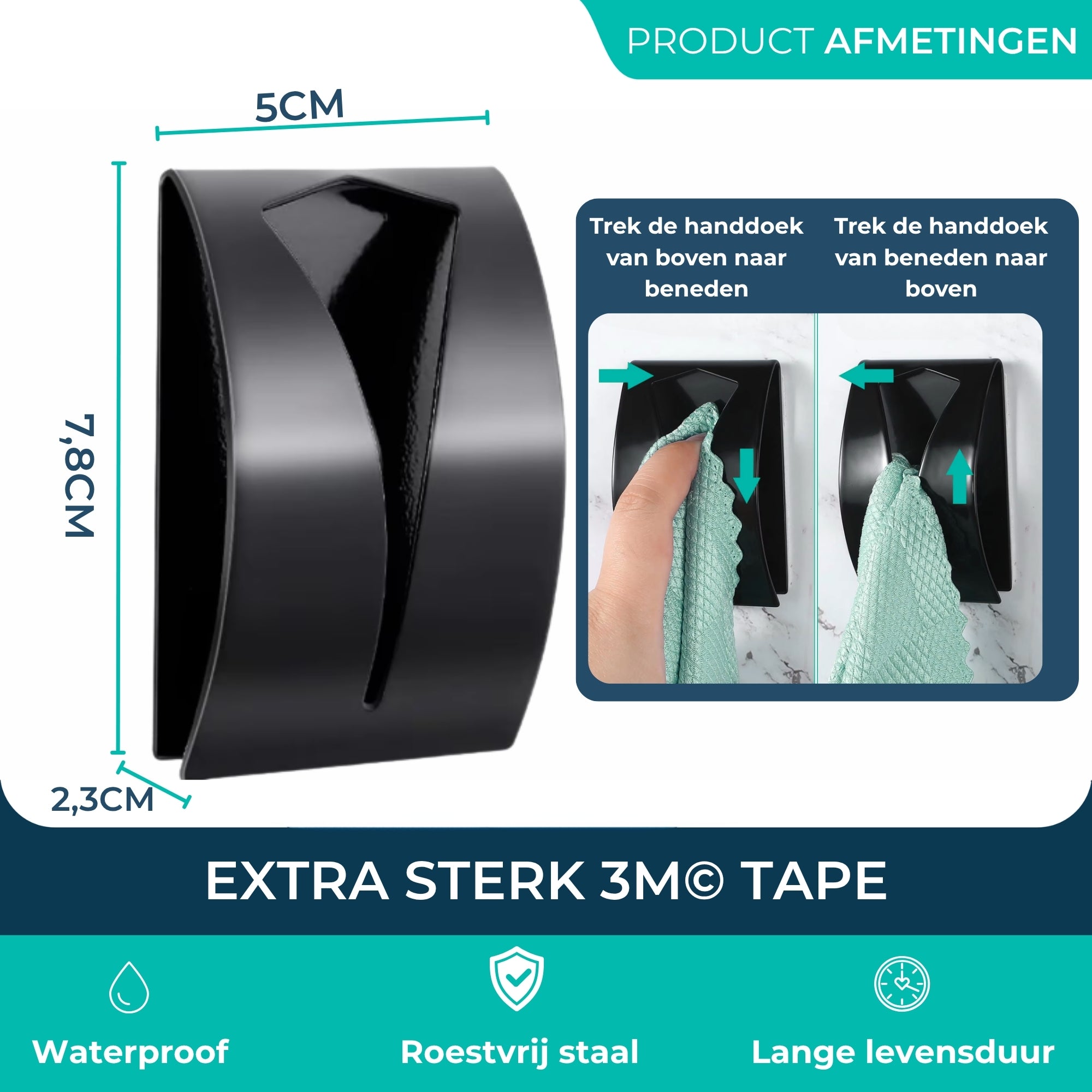 Handdoekhaakjes (4x) - Zelfklevende Haakjes - Handdoekhouder