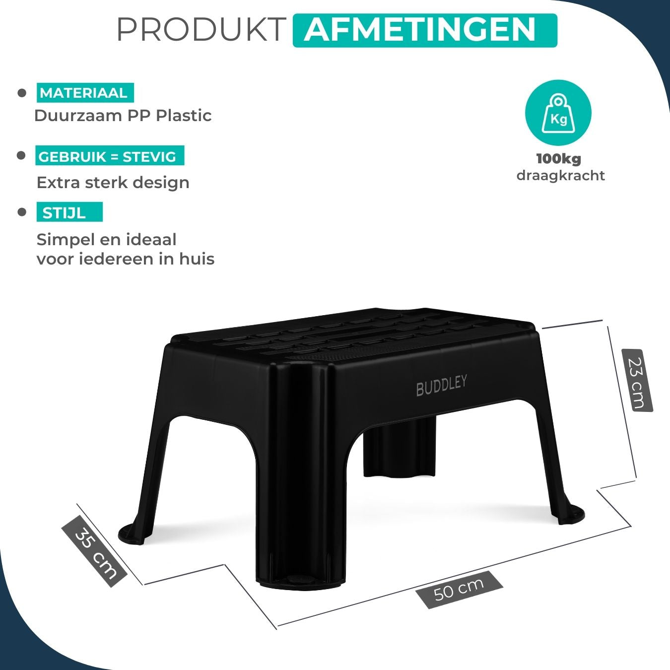 Zwart opstapje XL | Extra breed