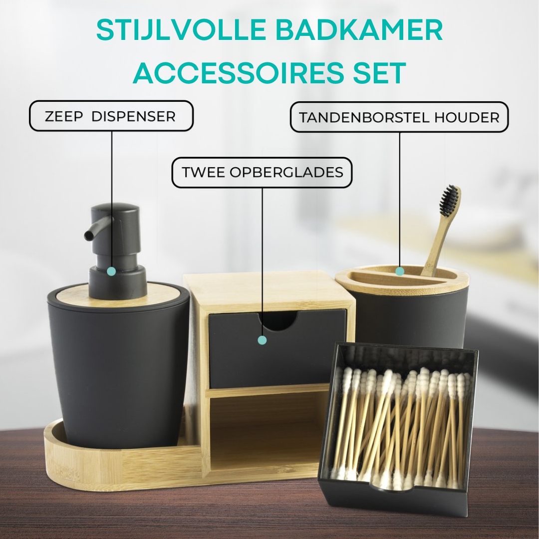 Badkamer organizer | Zwart Bamboe