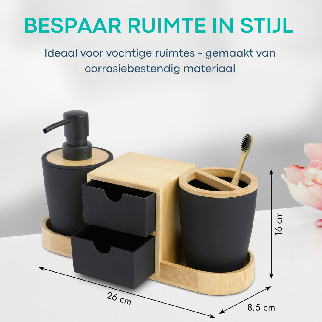 Badkamer organizer | Zwart Bamboe