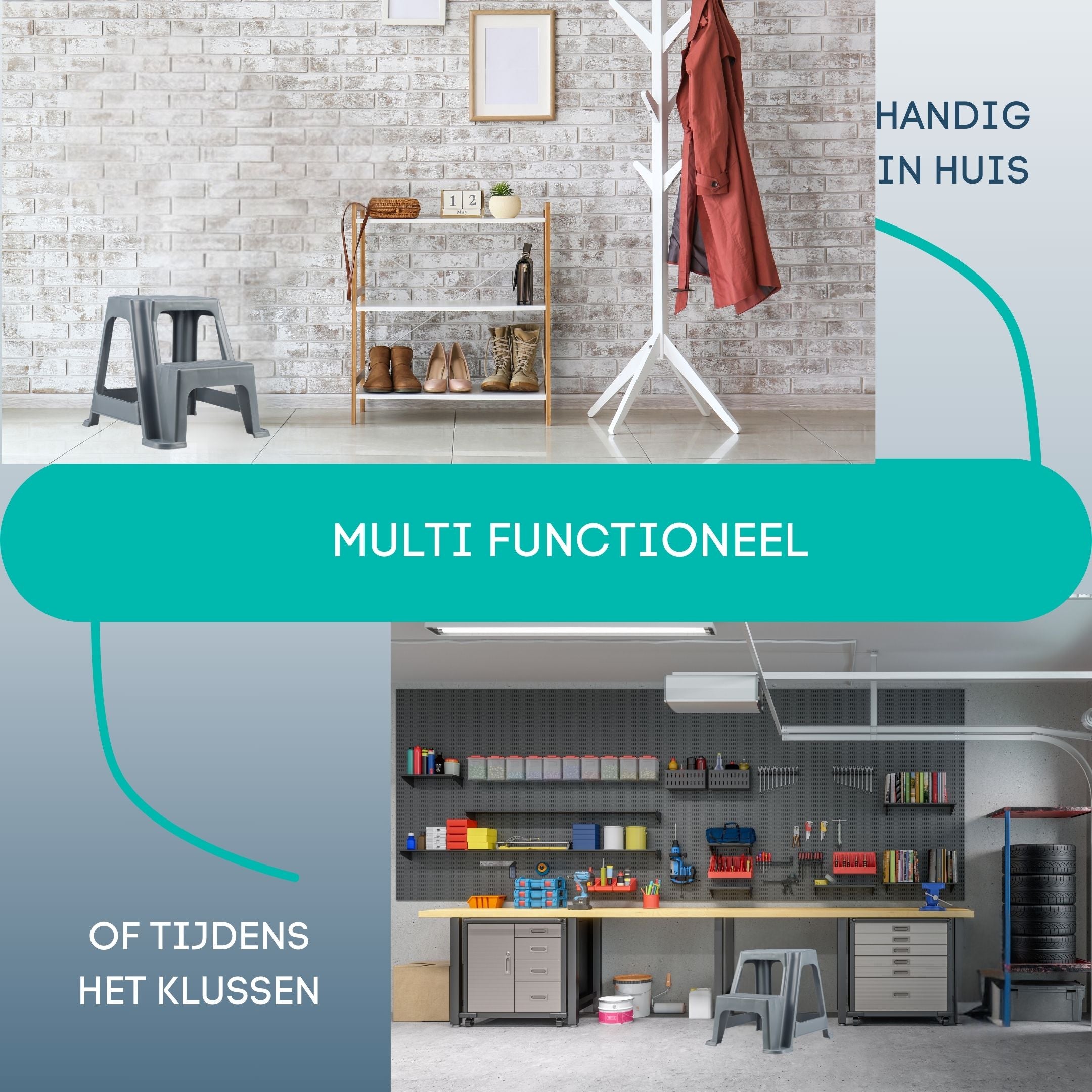 Opstapje Grijs Two step| Multi inzetbaar