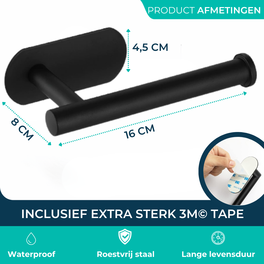 Toiletrolhouder (2x) - Zonder boren - WC rolhouder