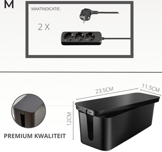 Kabelbox Zwart |SET drie stuks |M-L en XL