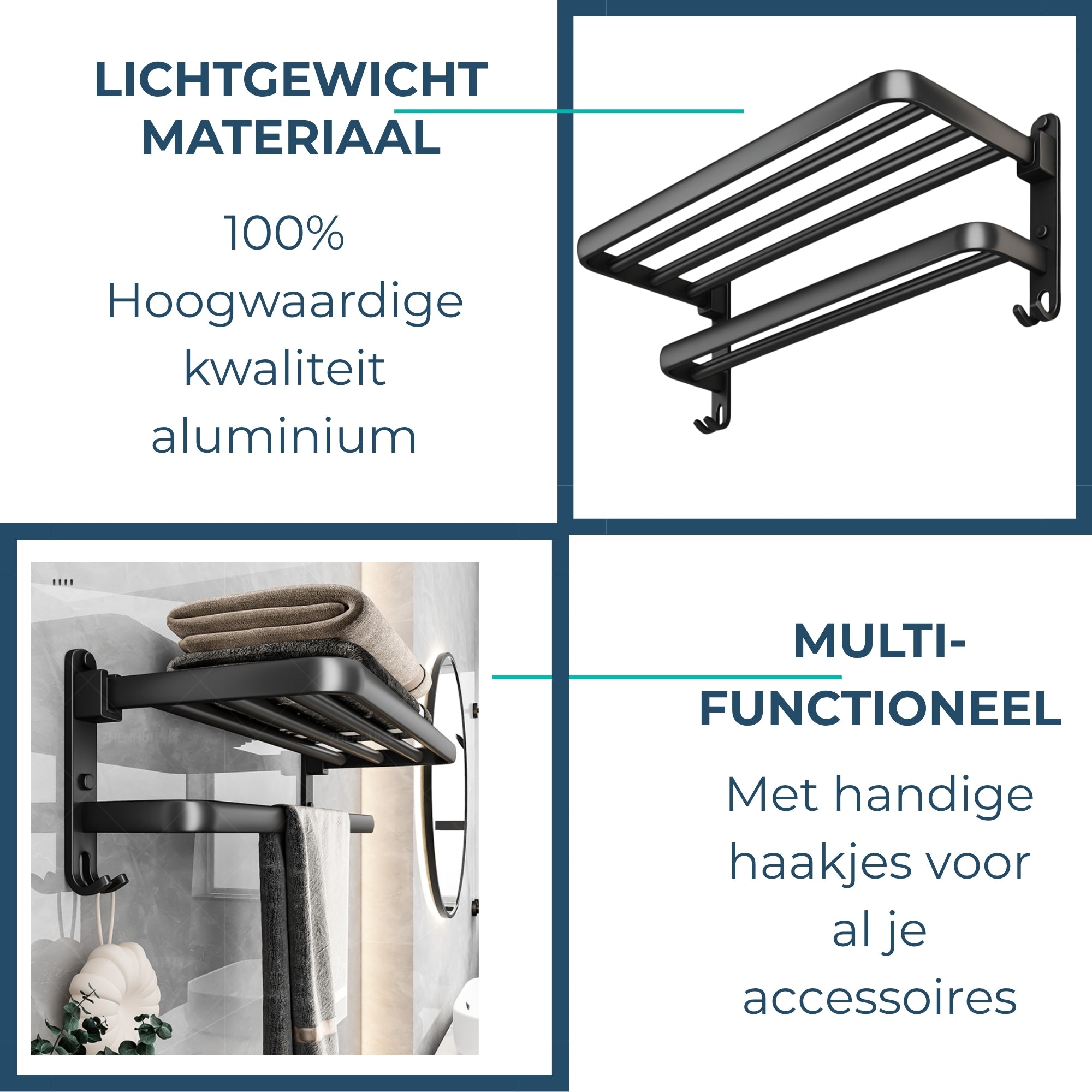 Handdoekrek Inklapbaar - Badkamer - Handdoekenrek