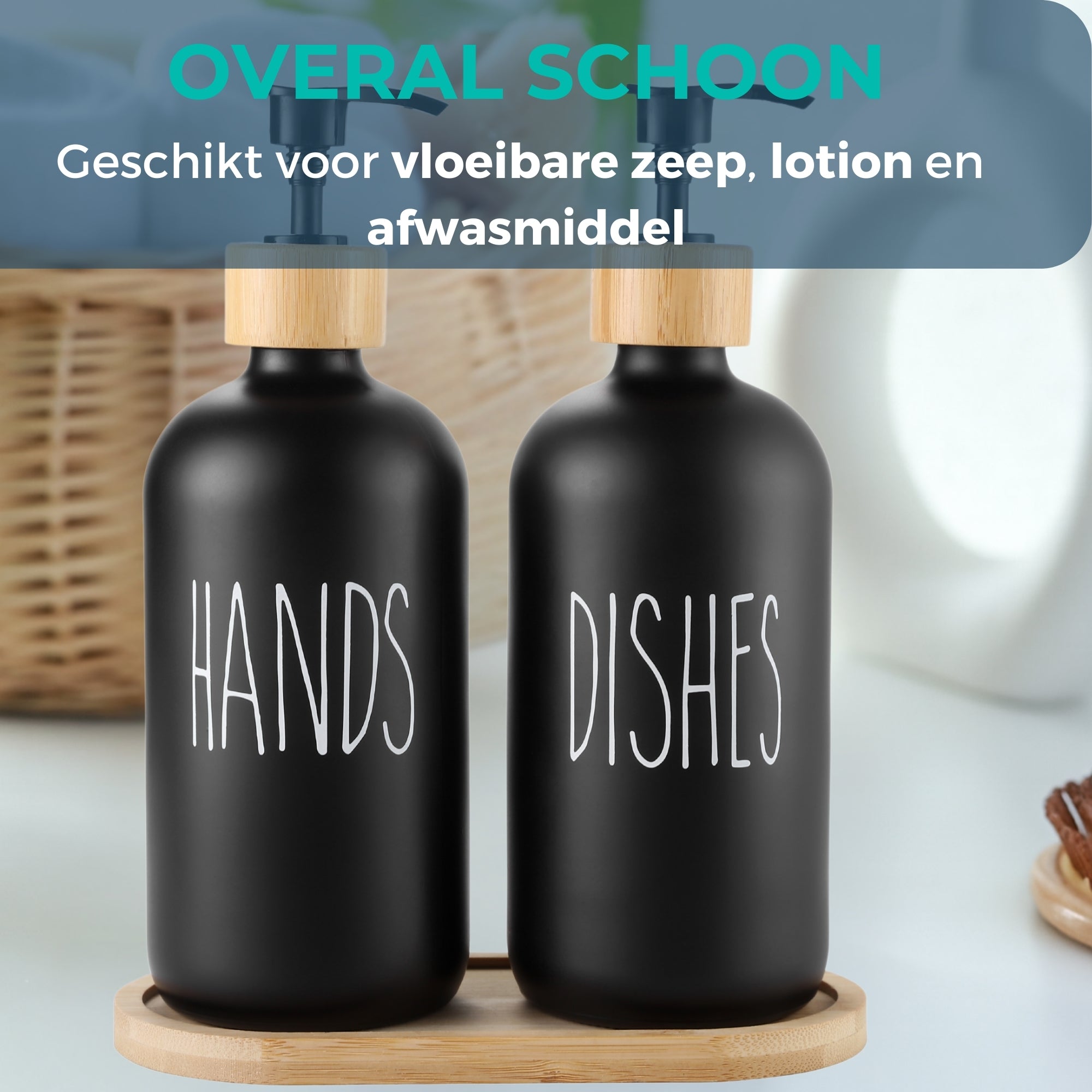 Zeepdispenser - SET (2x) - Glas - Zeeppompje - Zeepdispensers