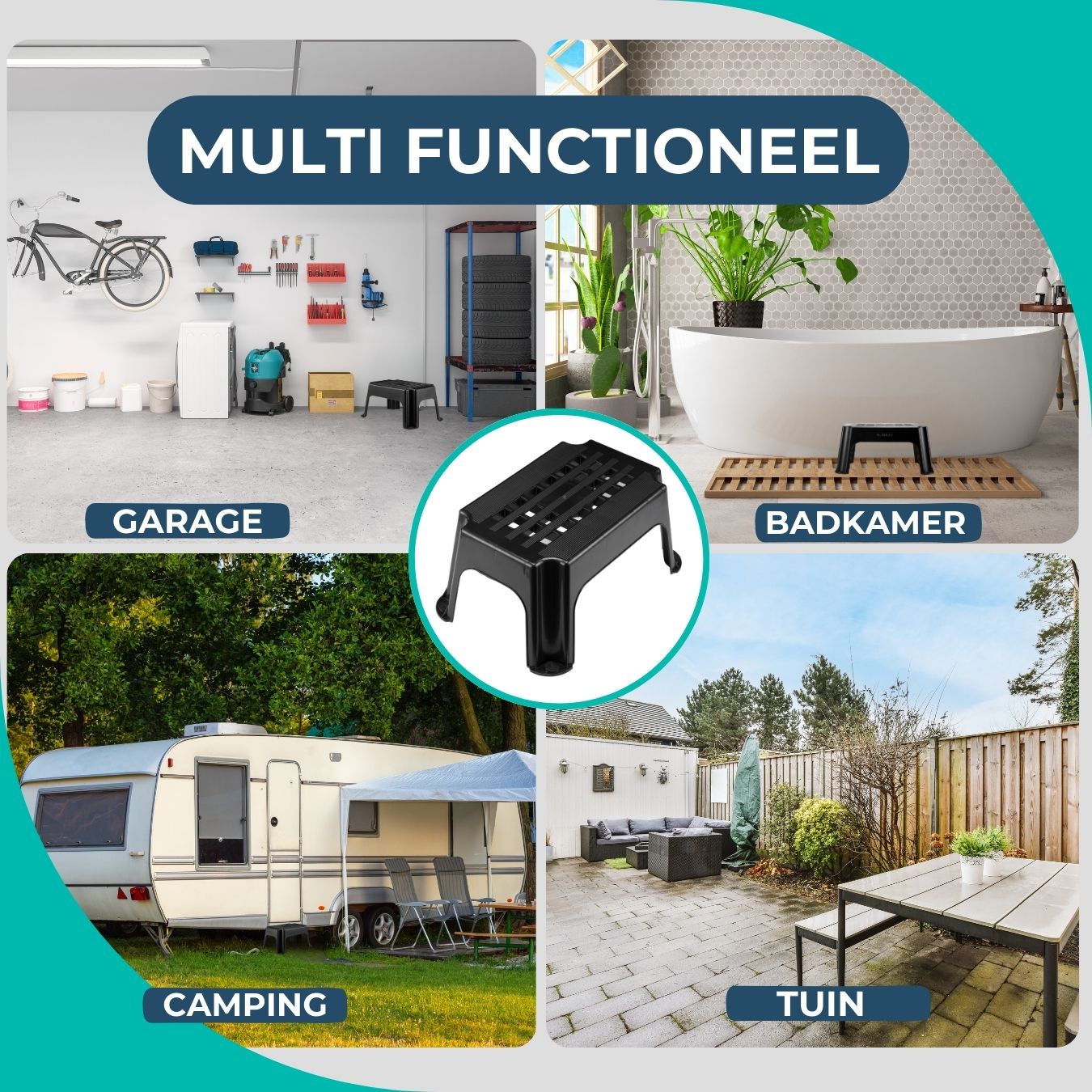 Zwart opstapje XL | Extra breed