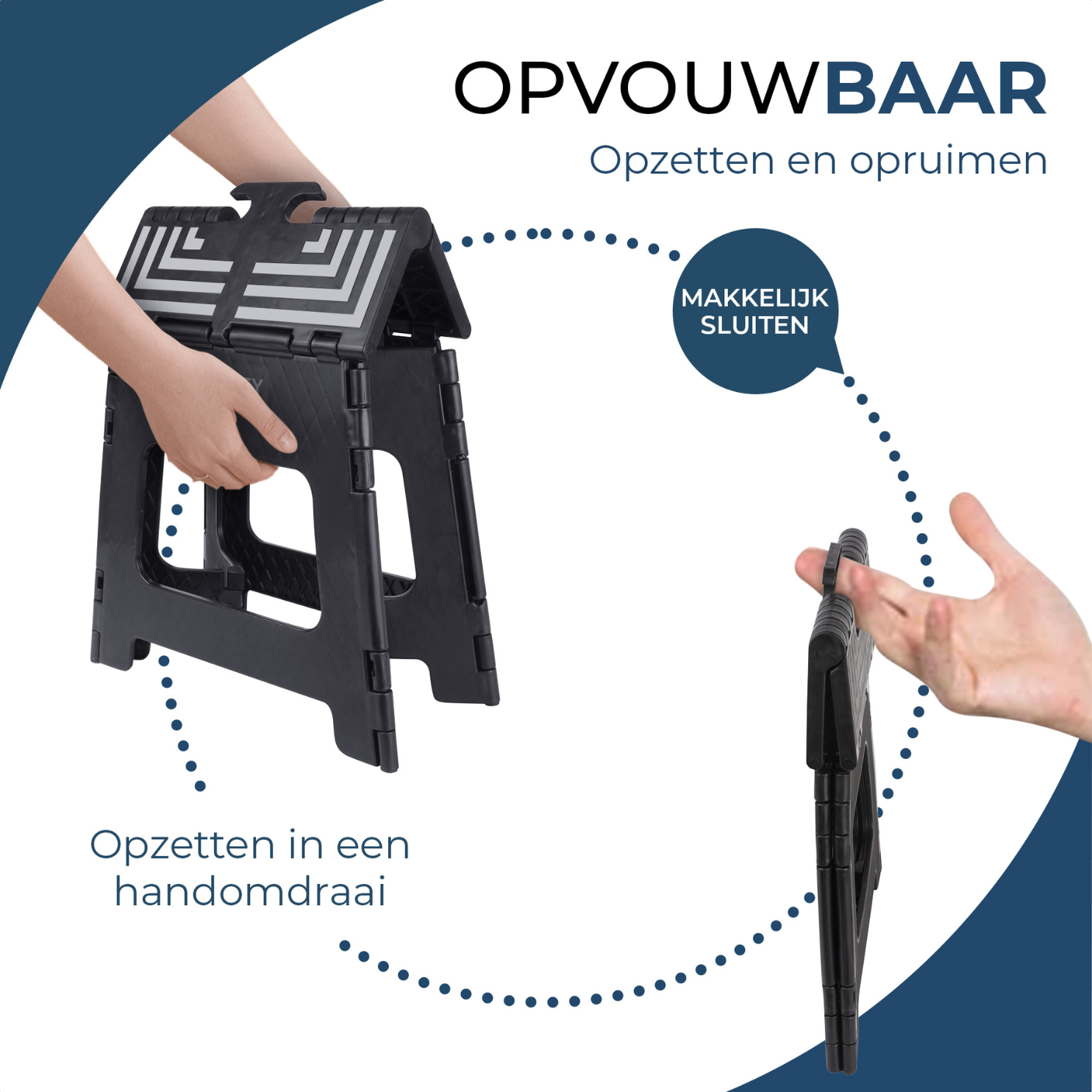 Inklapbaar Zwart Opstapje| Hoogte 33,5cm| Multi inzetbaar