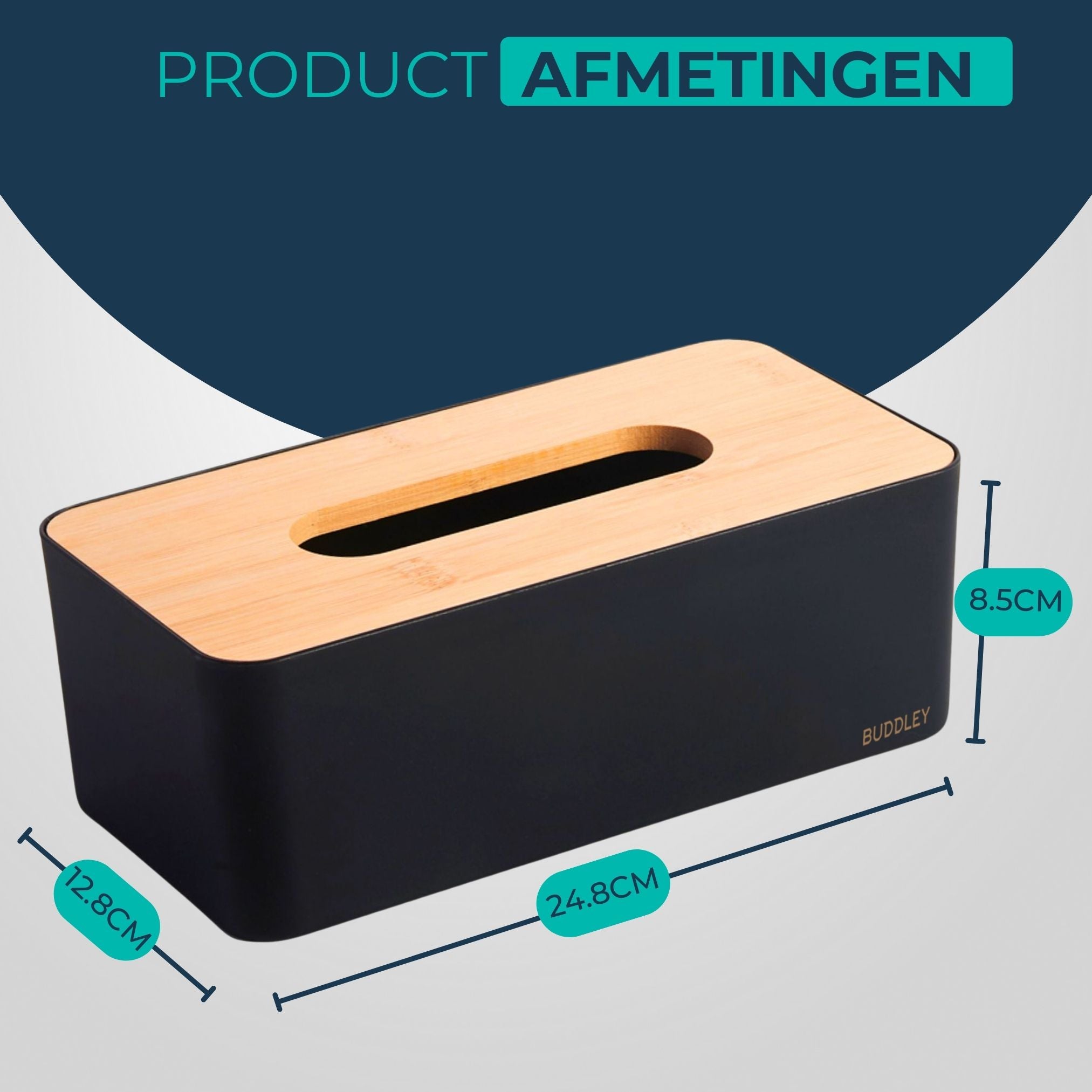 Zwarte Tissuedoos | Bamboe Deksel