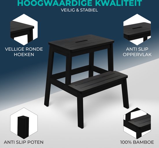 Opstapje Bamboe | Zwart