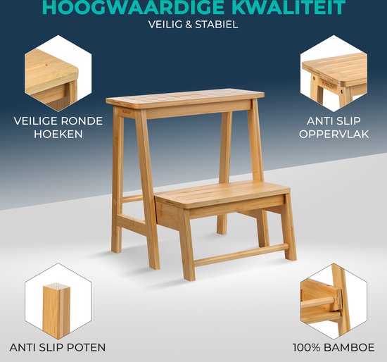 Opstapje Inklapbaar | SET 2 stuks | Naturel Bamboe