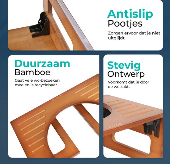 Inklapbaar Toiletkrukje | Donker Bamboe