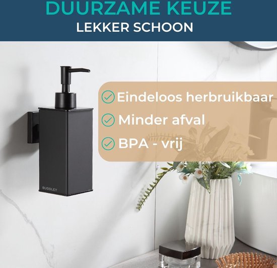 Wandmontage Zeepdispenser Zwart | Keuken, Badkamer & Toilet