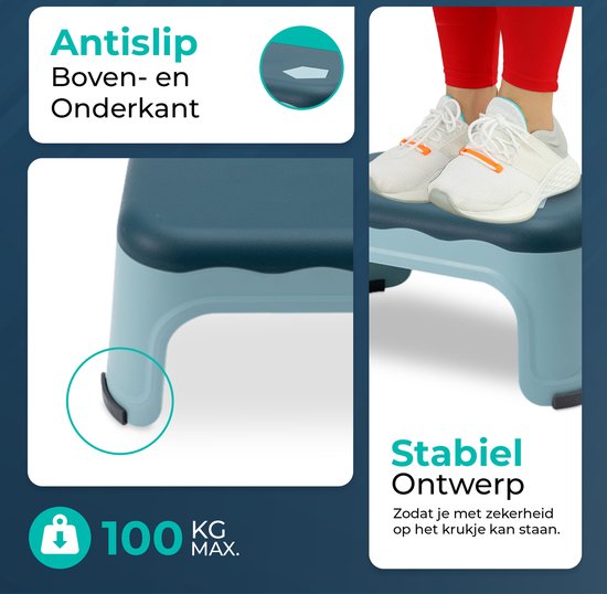 Opstapje Blauw| Hoogte 17.5CM| Voor badkamer, keuken of slaapkamer