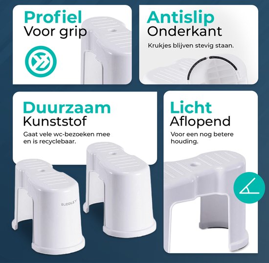 Stapelbaar Wit Toiletkrukje | Maat M