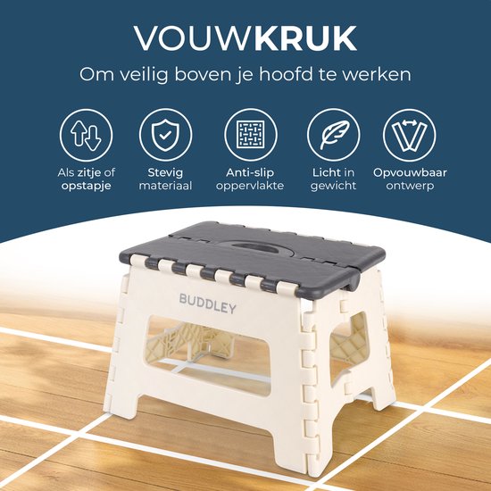 Inklapbaar Grijs Opstapje| Hoogte 23cm| Multi inzetbaar