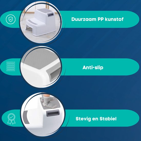 Opstapje Wit-Grijs Two step | Ideaal voor kinderen