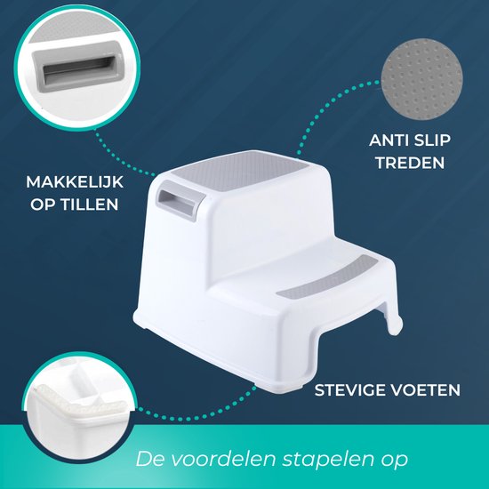 Opstapje Wit-Grijs Two step | Ideaal voor kinderen