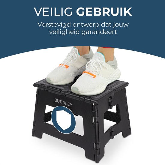 Inklapbaar Zwart Opstapje| Hoogte 22cm| Multi inzetbaar