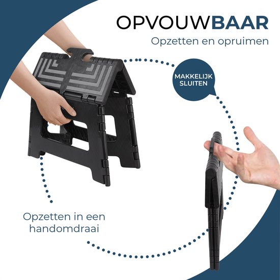 Inklapbaar Zwart Opstapje| Hoogte 22cm| Multi inzetbaar