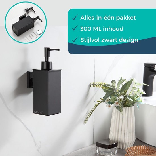 Wandmontage Zeepdispenser Zwart | Keuken, Badkamer & Toilet