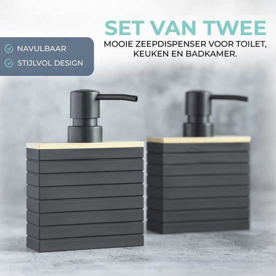Zeeppompjes met Bamboe Accent | Set van 2 stuks | Moderne Zeeppompjes