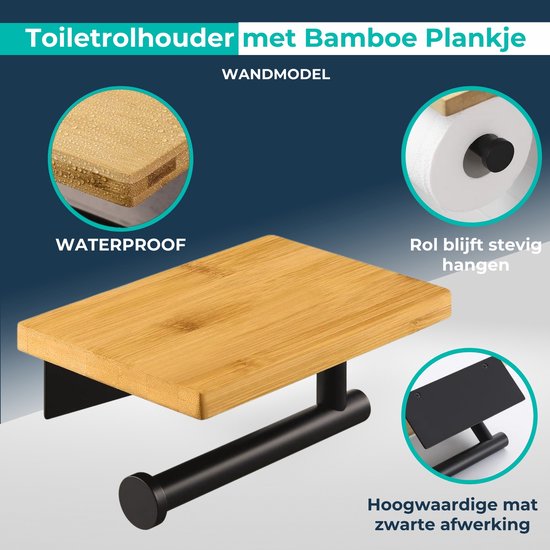 Bamboe WC-rolhouder met plank