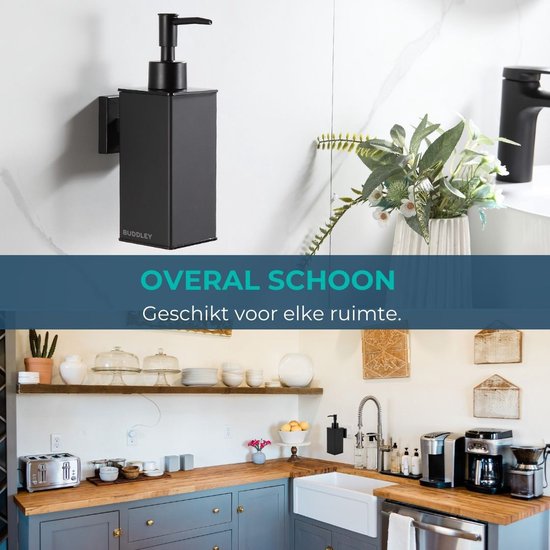Wandmontage Zeepdispenser Zwart | Keuken, Badkamer & Toilet