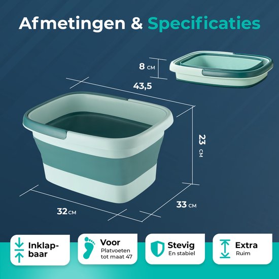 Voetenbad Inklapbaar | Groen | SET 2 stuks